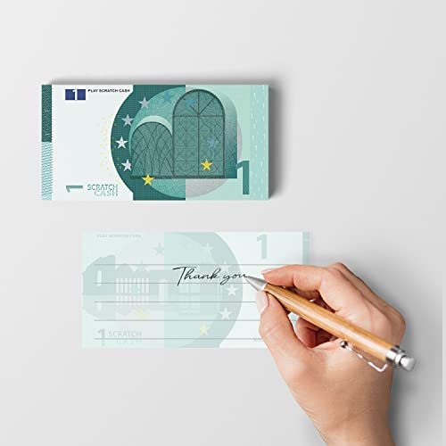 Scratch Cash Block 1 € Euro - 50 Banknoten, auf die Sie schreiben, Geld Gutscheine, Gutscheine, Gadget (tatsächliche Größe)