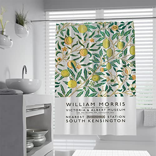 Creative Art Print Pfirsich Zitrone Zweige Grüne Duschvorhänge für Badezimmer mit 12 Haken William Morris Duschvorhang Hotel Grad 90x180cm