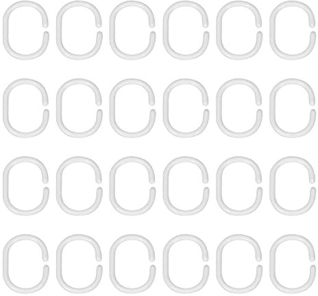 24 pieces of plastic shower curtain rings, curtain hooks, C-shaped shower curtain rings, shower curtain accessories, used for shower room rails, bathroom curtains, windows (4.2 * 6cm)
