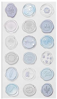 PAITOK 18 Stück Wachssiegel-Aufkleber, Umschlagverschluss-Aufkleber, Klebepunkte für Wachssiegel, für Partygeschenke, Einladungen, Brautparty (Blau)