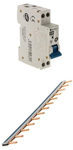 Zenitech - Disjoncteur PH/N 20A NF pour cumulus et chauffe-eau + Peigne de Raccordement Universel 13 Modules - Acier