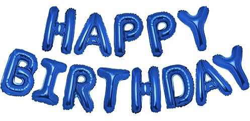 PIGETALE Blau Happy Birthday Girlande Ballon, 16 Zoll Folienballon Happy Birthday Luftballon, Geburtstag Ballon Banner für Jungen Mädchen Frauen Kinder Erwachsene Party Geburtstagsdekorationen Deko