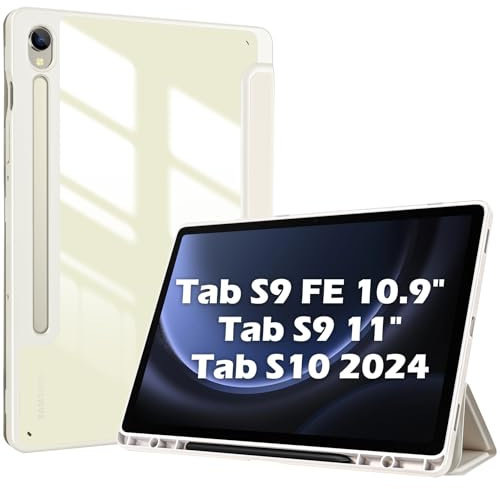 ProCase Custodia per Samsung Galaxy Tab S10 FE 2025/ S9 FE 10.9 / Tab S9 11 2023 / S10 2024, Smart Cover Ultra Sottile Leggero per Galaxy S10/S9 FE S9 S10 Tablet (SM-X520/510/X710/X720) -Beige