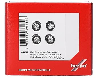 Herpa Zubehör Radsatz Chrom Bridgestone, 6 STK. im Maßstab 1:87, Miniatur Modell, Kunststoff