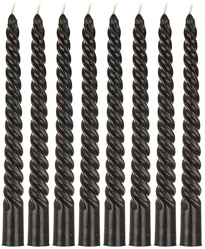 MACOSA VM091302_x2 Spiralkerzen schwarz 8er Set 20 cm Stabkerzen gedreht Tafelkerzen Twist Spitzkerzen Dekokerzen Tischdekoration Deko Wachskerzen