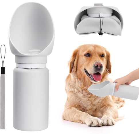 Gourde Chien Promenade 550ml,Bouteille d'eau Portable pour Chiens,Distributeur d'eau Pliable pour Chiens,Animaux de Compagnie en Extérieur Lors de Promenades,Randonnées, Voyages