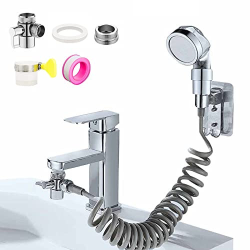 Handheld Wash Basin Shower Head, Shower Head and Hose Set with Telescopic Hose for Hair Washing Pet Showering Bathroom Utility Room Laundry Tub