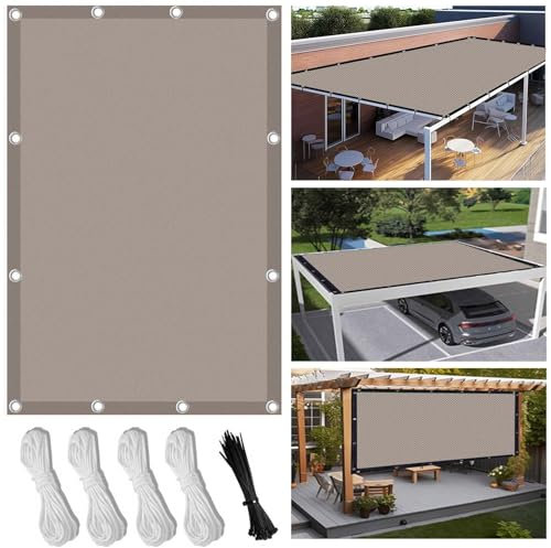 Sonnenschutz Balkon Ohne Bohren 2X4m Segeltuch Wasserdicht im Viele Größe und Farben, Schattierungsnetz inkl Befestigungsseile, UV-Schutz, Wetterfest für Garten Terrasse