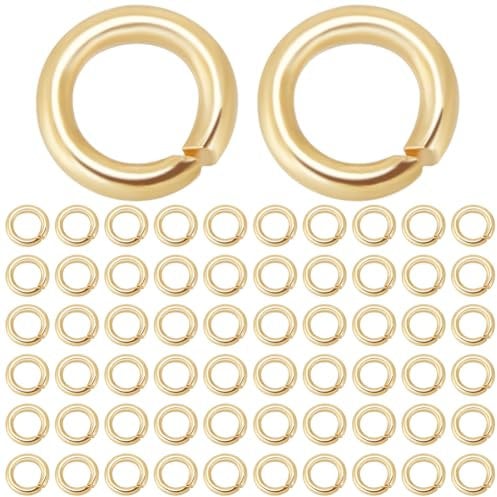 Beebeecraft 1 Box 600Pcs 4mm Open Jump Rings 18K Gold Plated Stainless Steel Single Loop Small Circle Frames O Ring Connectors for Bracelet Necklace Jewellery Making