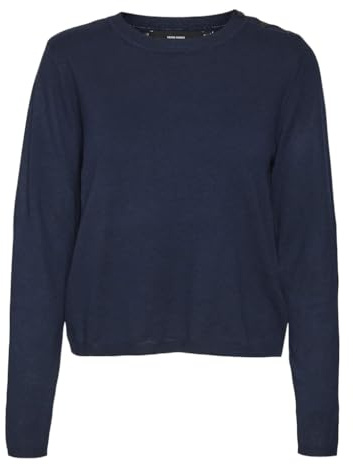 VERO MODA Vmfantastic LS O-Neck Button Pull Ga Boo Jersey de Punto, Azul Marino, S para Mujer