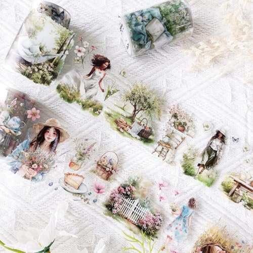 Arpaper Washi Tape PET Sticker 3 Rollen,Frühling & Blume Scrapbooking Zubehör Stickers Transparent Scrapbook Journaling Sticker Accessories for Scrapbooking,Bullet Journals,Planners(Camping Party 2)