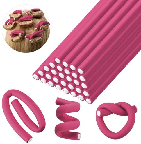 30 Piezas Rulos Flexibles para Rizar Pelo, Flexible Rizadores Suaves 24×0.8cm Rizador de Pelo sin Calor, Heatless Hair Curlers de Espuma Suave Bigudies para Rizar el Pelo, Rizador sin Calor Rulos Pelo