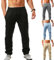 UHouse Leinenhose Herren Cargo Hosen Baggy Sommerhose Baumwolle Sommer Cargo Hose Junge Jogginghosen Einfarbig Bequem Schwarz Haremshose Arbeitshose Herren Hose Sale Schwarz L