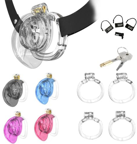 Jpscor Peniskäfig Keuschheitskäfig Sex spielzeug für die Männer Set Mit 4 Größe Penisringe Chastity Cock Cage SM Fetisch Extrem Penis Bondage Hohldesign Atmungsaktiv Penis Käfig (Lila)