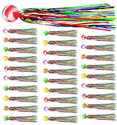 UPUPGO 30 Stück Flummies für Kinder, Hüpfbälle für Kinder zum Mitnehmen, Hohe Qualität Springball mit Farbige Bänder, Hüpfbälle Springball Gummiball Spielzeug, Elastisch Bälle für Junge, Mädchen