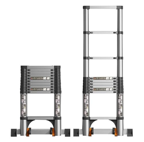 Ultraleichte Teleskopleiter mit rutschfester Stabilisatorstange, tragbare Aluminium-Verlängerungsleiter (1,9 m)