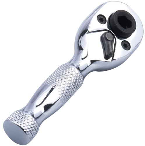 Eyech Mini clé à cliquet 6,35 mm, cliquet à douille 2 en 1 et tournevis à embout, cliquet réversible à 72 dents pour les espaces restreints