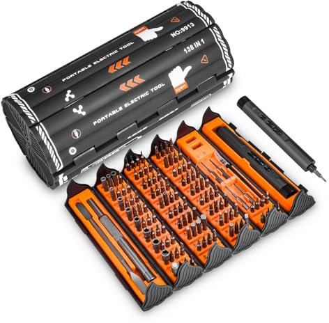 Mini Rechargeable Cordless Screwdriver Set, 138 in 1 Magnetic Precision Micro Electric Screwdriver with LED Light, Forward/Reverse Mini Tool Set for Glasses, Watch, Laptop Repair