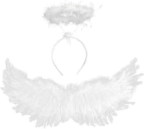 SULOLI Alas de Ángel Disfraz,Plumas Ángel Alas,Alas Angel Niño para Disfraz de Halloween,Carnaral,Cosplay y Fiesta