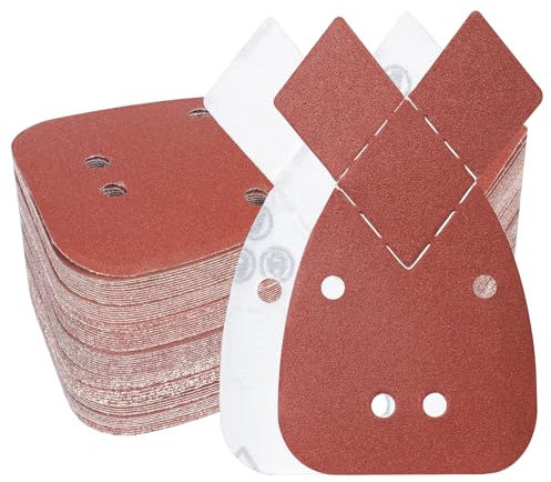 PMIQSA 100 Pezzi Abrasivi per Levigatrice Mouse 93x168mm Fogli Abrasivi a 4 fori a Strappo Assortiti 100 Grana per Levigare e Lucidare