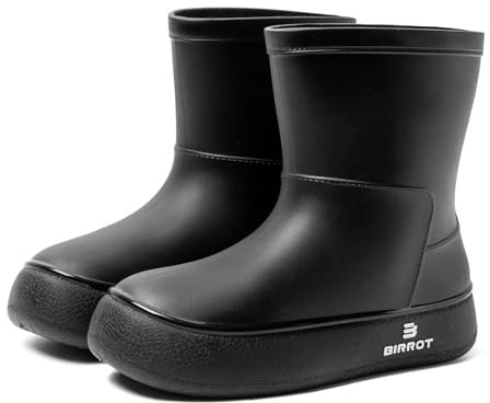 WaVkMoxy Gummistiefel Damen Regenschuhe mit Winter Herbst Frühling rutschfeste Stiefel Black 39 EU