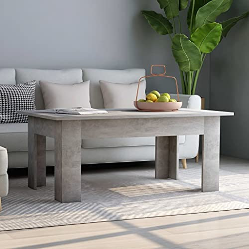 OHOOWOO Couchtisch Betongrau 100x60x42 cm Holzwerkstoff,Stilvoller Couchtisch in Betonoptik Modernes Design für Ihr Wohnzimmer Couchtische, Kaffeetische