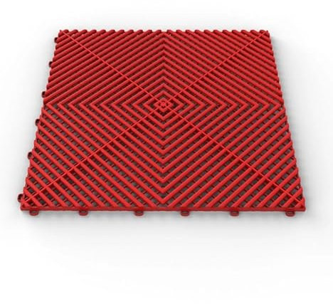 Azulejos para suelo de encastre, conducable, drenante, rejilla de plástico antideslizante, garaje, taller, concesionario, carrocería, autolavado, casa, terraza (Red)