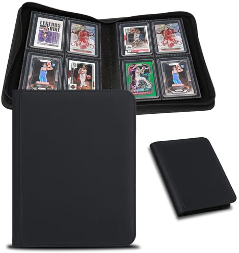 Toploader Sammelkarten Album für 112 Toploader 4 Fächer Toploader Kartenalbum Top loader Binder mit Hüllen für 3x4 Rigid Toploader Card (Schwarz)