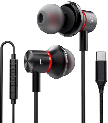 AMPLE USB-C Headphones, For Lenovo Tab M10 (Gen 3), M10 Plus (3rd Gen) M11, M10 HD (Gen 2), Tab P11, P11 Pro, P11 Plus, P12 Type-C Earbuds Noise Cancelling in-Ear Wired Earphone with Mic (EAR022)