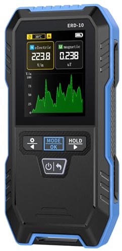 DEWIN ERD-10 EMF Messgerät Strahlungsdetektor, 3-in-1 Tragbarer Handheld Detektor für Elektromagnetische Strahlung Gleichzeitige Messung von EF, MF, RF