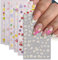 3D Nail Stickers, Flowers Nail Art Stickers Decals 6 Sheets 5D Embossed Spring Self-Adhesive Colorful Blossom Daisy Rose Floral Nail Art DIY Accessories Decoration (Flower A Set)