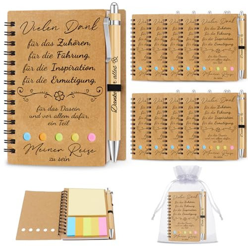 10 Sets Danke Abschiedsgeschenk Vielen Danke für Erzieherin Lehrer Kollegin | Notizbuch, Kugelschreiber, Schlüsselanhänger,Organzabeutel, Abschied Dankeschön Geschenke für Kollegen, Erzieher lehrerin