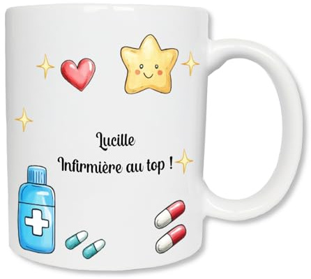 Mug personnalisé infirmière/Médecin/Aide-soignante - Cadeau Collègue - En céramique - 325 ml