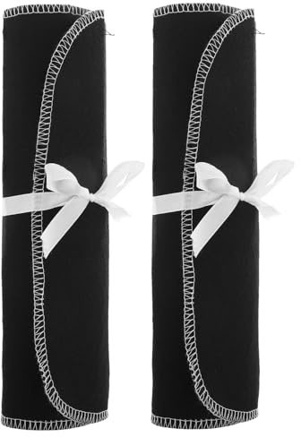 Uonlytech Estuche Pack de 2 Unidades de Tela para Cubiertos Negro Gran Capacidad para Almacenamiento Multifunción Bolsa Resistente al Deslustre en Camping y Hoteles