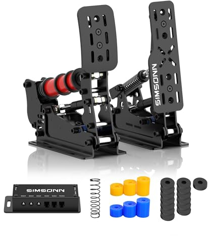 SIMSONN Plus X Sim Racing Pedale PC Racing Simulator Drucksensor Lastzelle HE Hydraulikpedale Unterstützung für haptische Pedale Reactor (Plus X Schwarz P2-H2)