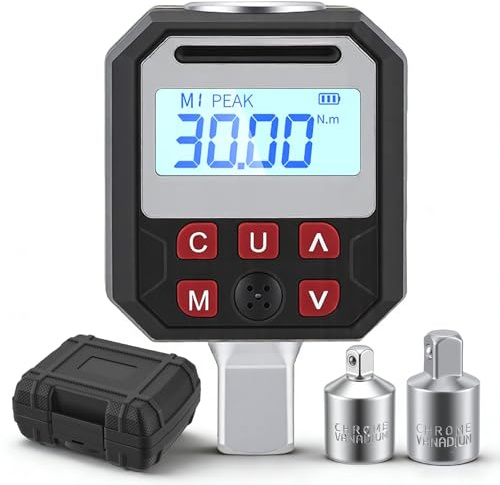 Adaptateur de Couple Numérique 1/2, 17-340Nm Clé Dynamométrique Numérique Outillage Mecanique Auto, Mode P/T, Stockage de Données, LED et Alerte Sonore, 1/4 3/8 Adaptateur pour Auto, Moto