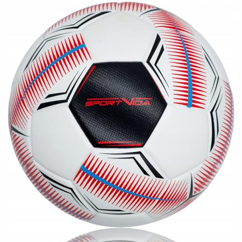 SportVida Futsal Hallenfußball, Größe 4, Weiß Blau Grün, PU Material, Geklebte Nähte, Indoor Hallenspiel, 62-64 cm Durchmesser (Weiß-Rot)