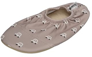 Slipstop Kinder Hausschuhe Badeschuhe Aiko Autos hellbraun