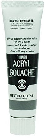40ml Turner Acrylic Gouache Neutral Grey 5. 4
