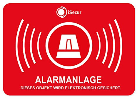 5er Aufkleber-Set Alarmanlage I hin455 5x3,5cm I Achtung Objekt wird elektronisch alarm-gesichert I für Fenster-Scheibe und Tür I innenklebend