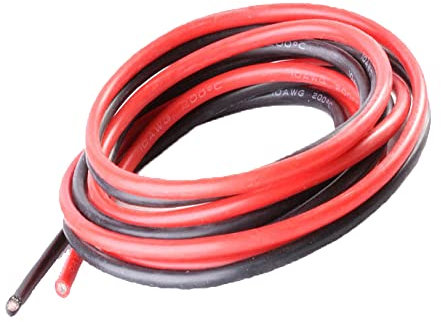 Boladge 2 Metri Filo di Silicone Puro 10AWG Cavo di Alimentazione della Batteria Filo di Rame Stagnato RC 10 Gauge (1 Metro in Nero e 1 Metro in Rosso)