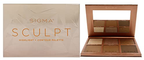 Sigma Beauty Sculpt Highlight Plus Contour Palette - Contour and Highlighter Palette - 6 Universally Flattering Hues for Highlighting and Contouring - Vegan & Cruelty Free Makeup Palette