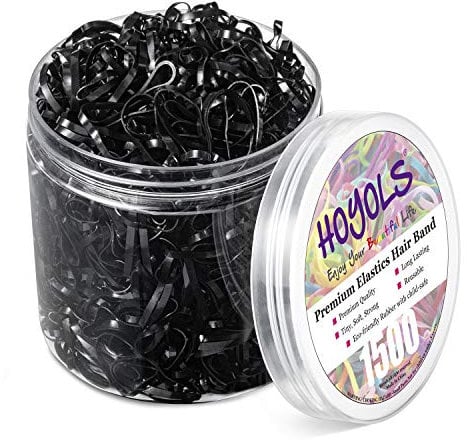 Hoyols Black Rubber Band Hair Ties | Elastic Hair Accessories for Girls | 1500 Pieces