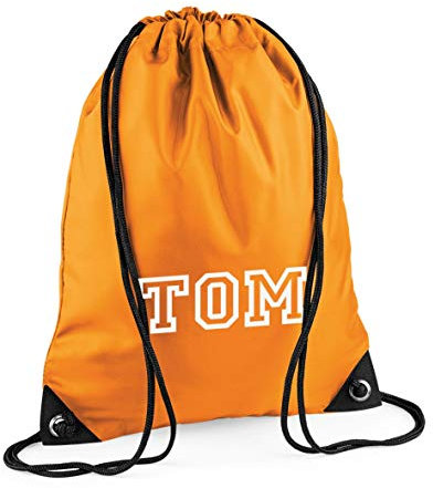 Nametape Express Pump/Swim bag drawstring backpack personalised with name, great choice of colous (Orange)