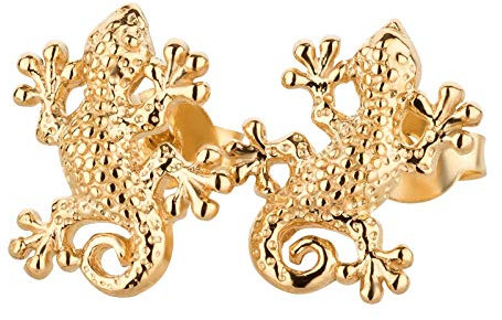 FIVE-D Ohrringe Salamander Gecko 925 Sterling Silber vergoldet im Schmucketui