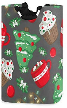 Big Joke Wäschekorb mit Weihnachtsbaum, faltbar, Stoff, Wäschekorb, Wäschekorb, Aufbewahrungskörbe, rechteckig, faltbar, für Badezimmer, Schlafzimmer, Waschraum, 50 l
