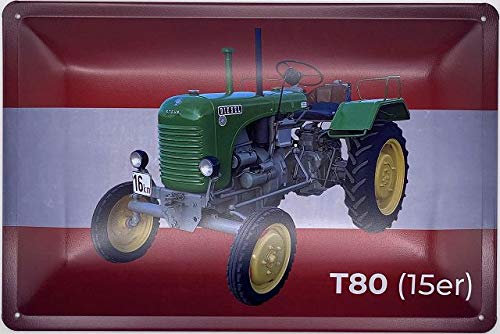 Blechschild 30 x 20 cm Steyr Traktor Typ T80 (15er) - Deko7