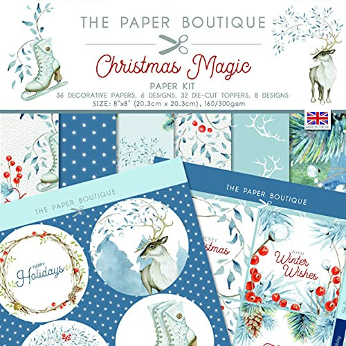 Paper Boutique PB1610 The Weihnachtszauber Papier-Set, Blau und Rot, 8 x 8 inches