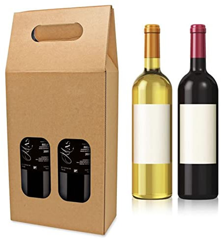 Genérico Lote de 25 Cajas para 2 Botellas en cartón con Solapa