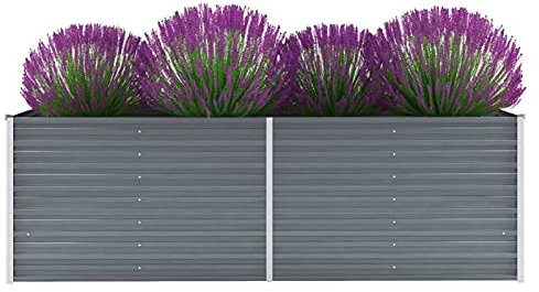 Leepesx Garten-Hochbeet, Hochbeete Für Garten, Gemüsebeet, Pflanzkasten, Blumenbeet, Blumenkasten, Frühbeet Balkon, Pflanzkübel, Verzinkter Stahl 240x80x77 cm Grau